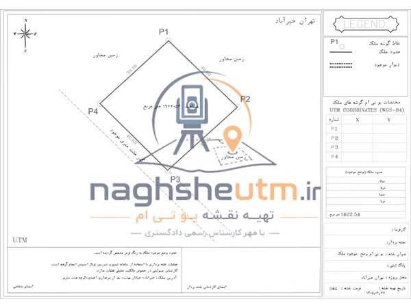 تفکیک ۵ قطعه زمین صنعتی در کرج با نقشه UTM